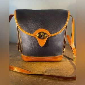Dooney & Bourke Large Blue/Brown AWL Pebbled Calvary Spectator Bag